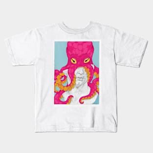 Octopus with Greek sculpture Kids T-Shirt